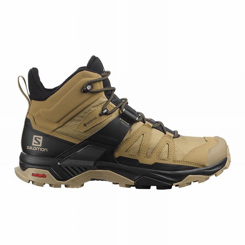 Men\'s Salomon X ULTRA 4 MID GORE-TEX Hiking Boots Brown / Black | TGWPLC-740