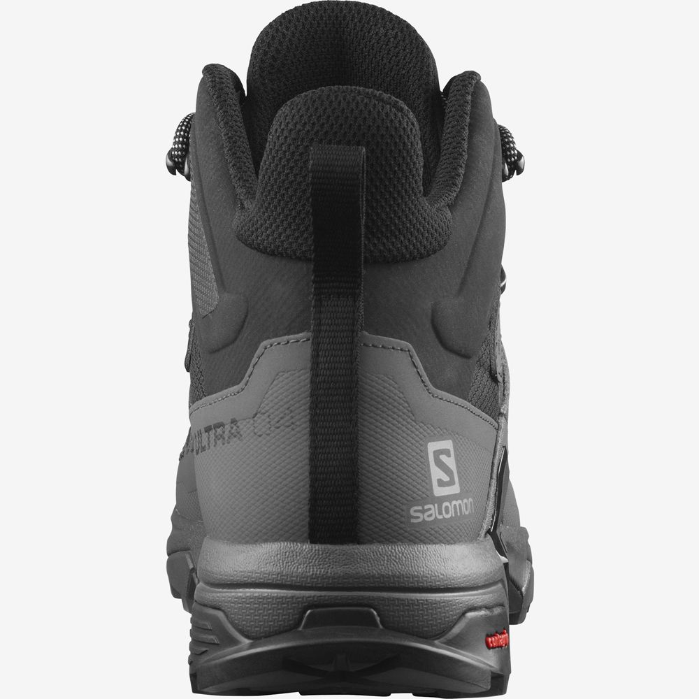 Men's Salomon X ULTRA 4 MID WIDE GORE-TEX Hiking Boots Black | FKBHMP-349