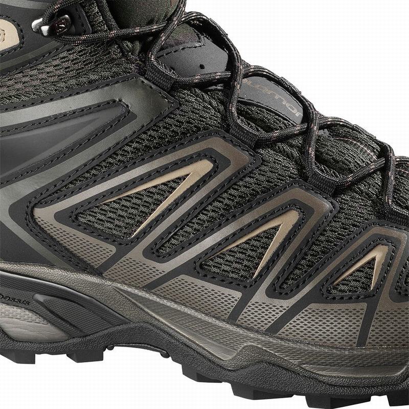 Men's Salomon X ULTRA MID 3 AERO Hiking Boots Olive / Black | ACJLIW-756