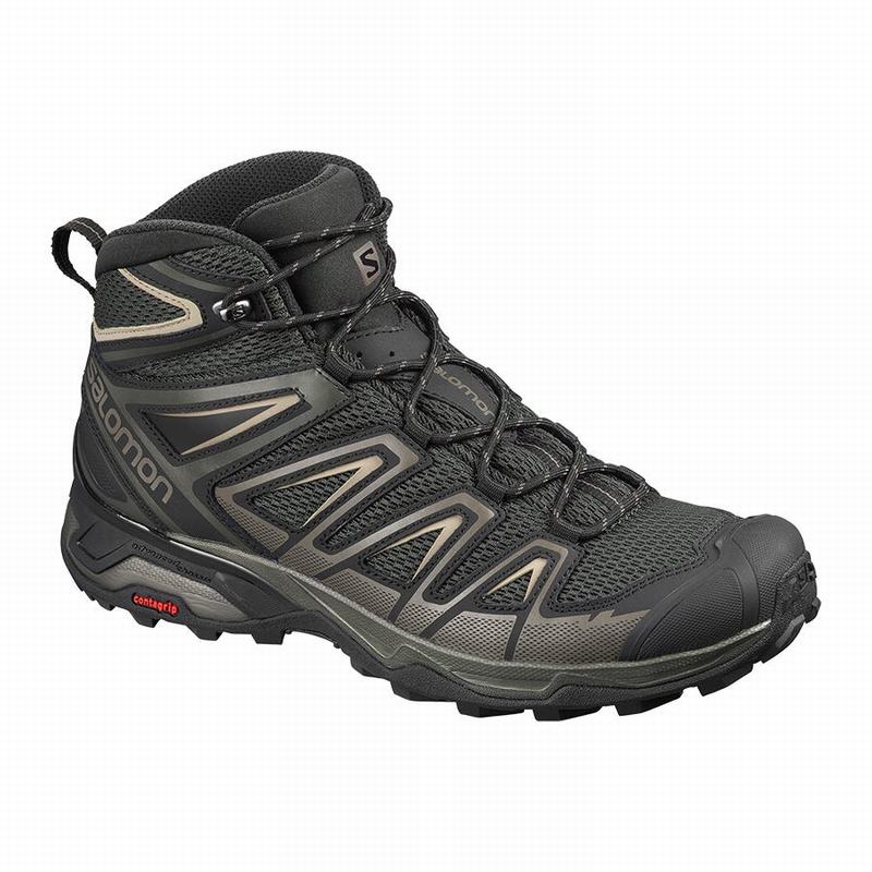 Men\'s Salomon X ULTRA MID 3 AERO Hiking Boots Olive / Black | ACJLIW-756