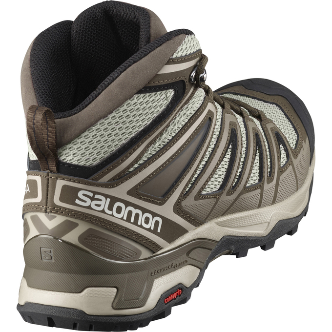 Men's Salomon X ULTRA MID 3 AERO Hiking Shoes Olive / Black | AJYLQP-463