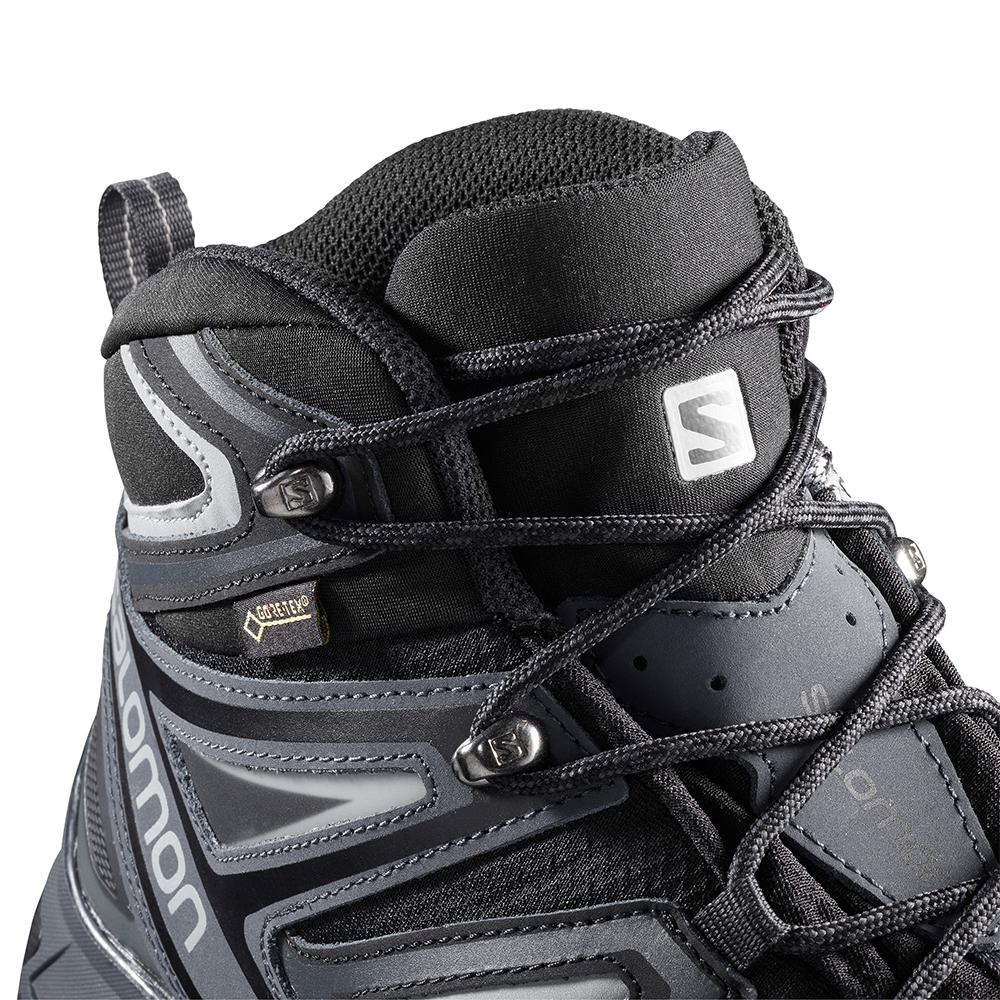 Men's Salomon X ULTRA MID 3 GTX Hiking Boots Black | GFCAPV-214