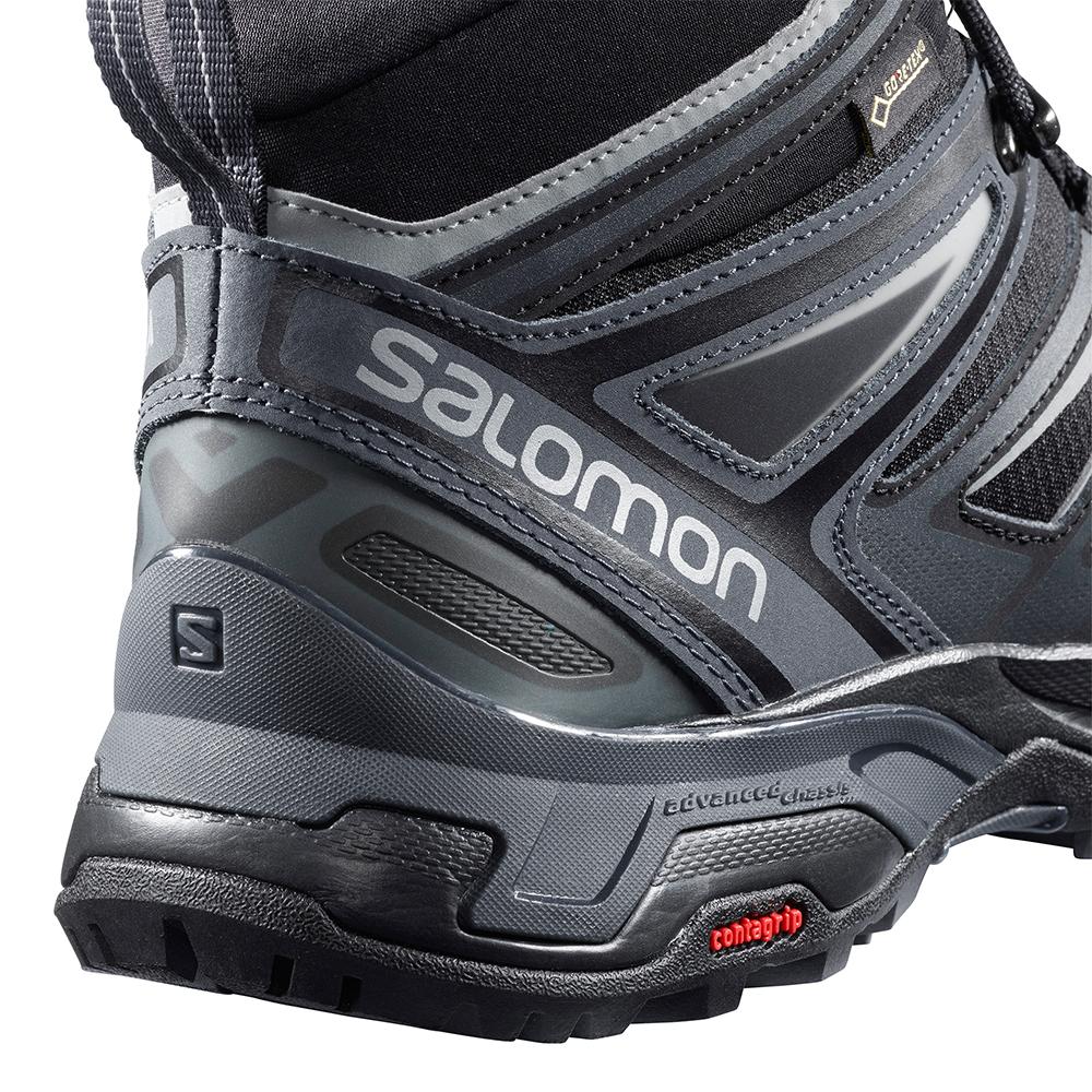 Men's Salomon X ULTRA MID 3 GTX Hiking Boots Black | GFCAPV-214