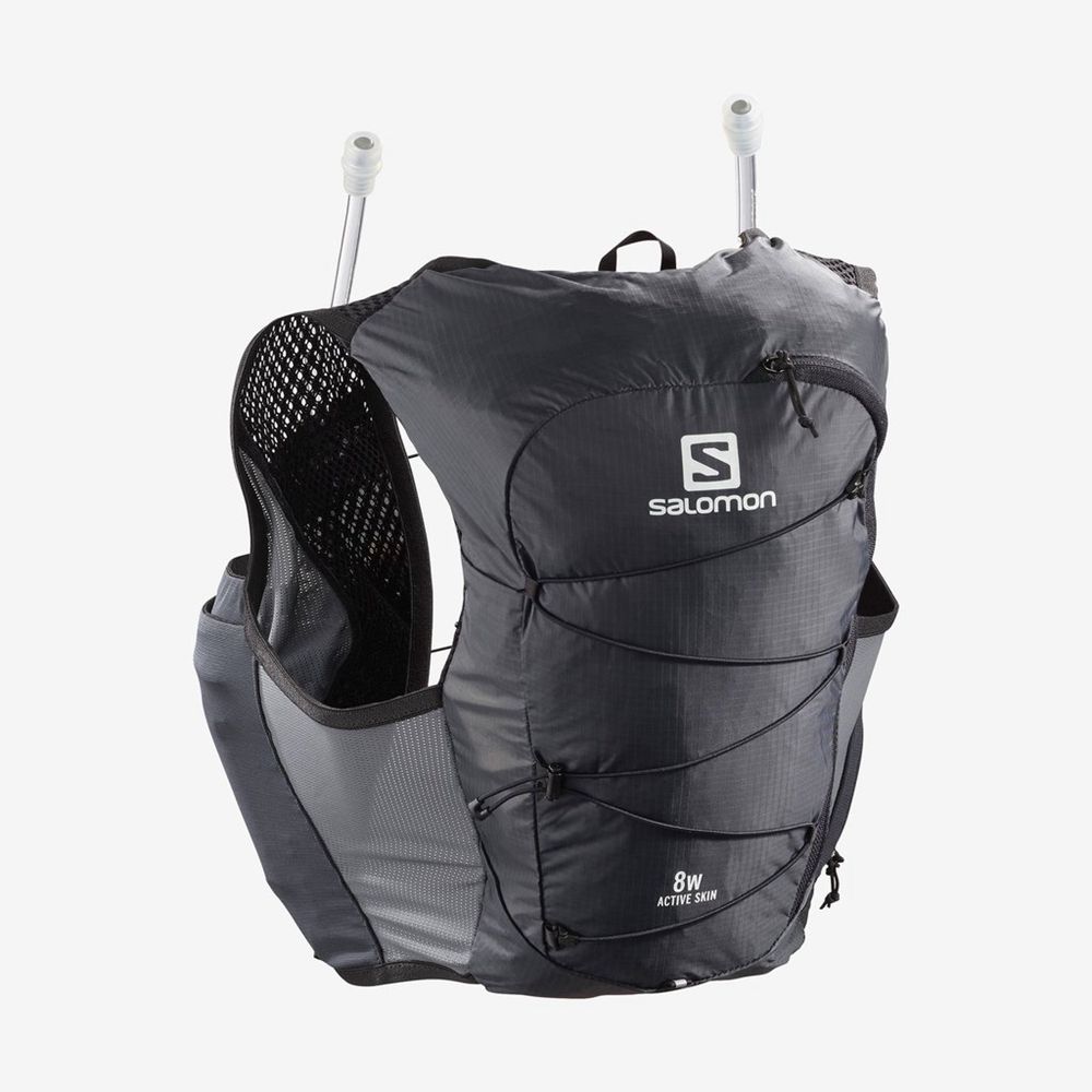 Women's Salomon ACTIVE SKIN 8 W SET Packs Black | JTWMKH-934