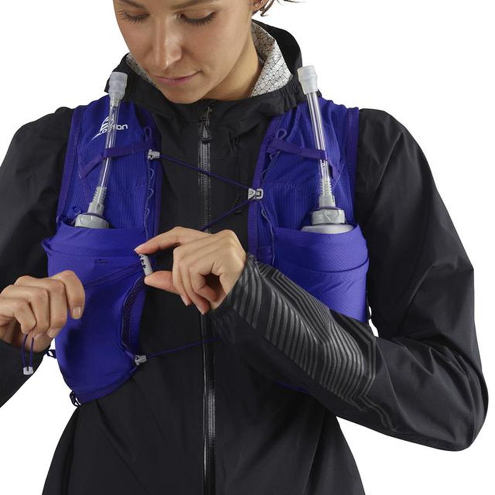 Women's Salomon ADV SKIN 8 SET HYDRATION PACK Packs Blue | JFDUZI-549