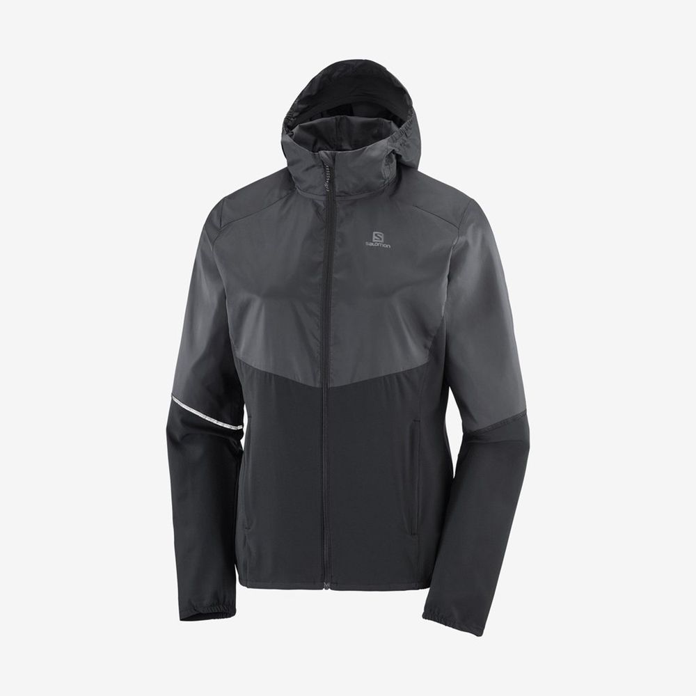 Women's Salomon AGILE FULL ZIP HOODIE Jackets Black | YBQGKS-261