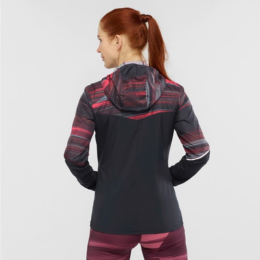 Women's Salomon AGILE FZ HOODIE W Jackets Black | IPTGNS-159