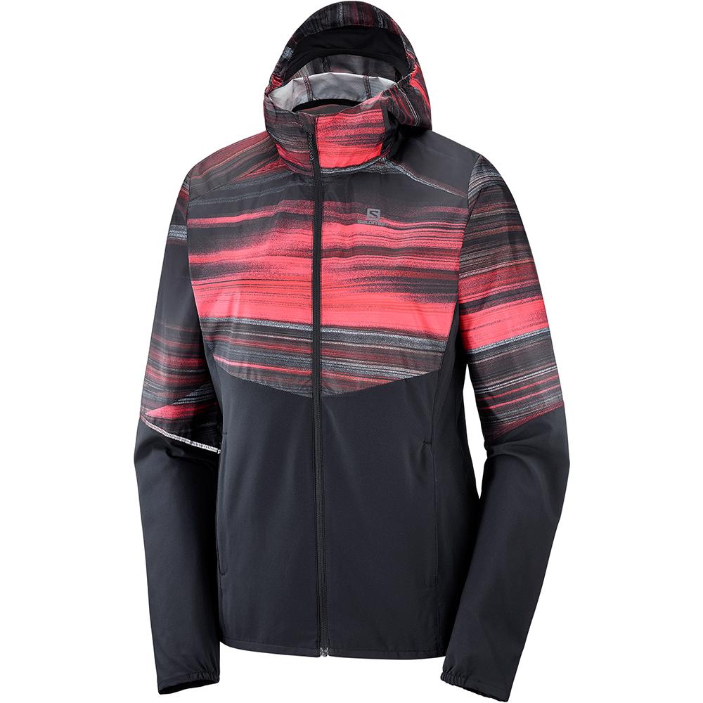 Women\'s Salomon AGILE FZ HOODIE W Jackets Black | IPTGNS-159