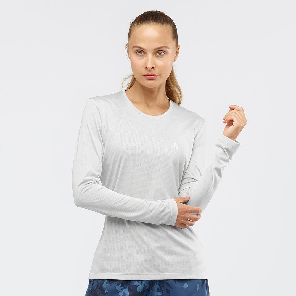 Women's Salomon AGILE LS W Long Sleeve T Shirts Light Grey | MHELYJ-297