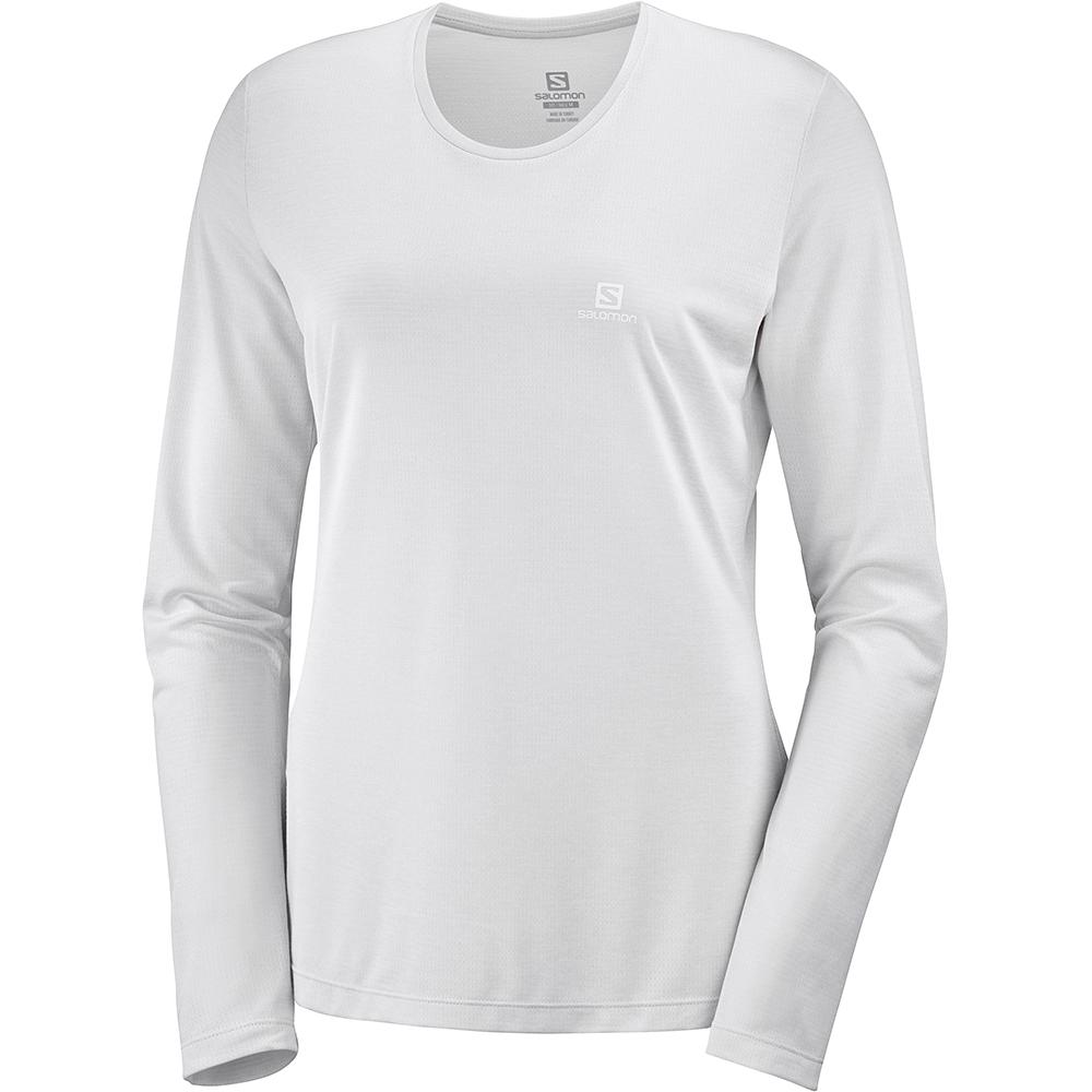 Women\'s Salomon AGILE LS W Long Sleeve T Shirts Light Grey | MHELYJ-297