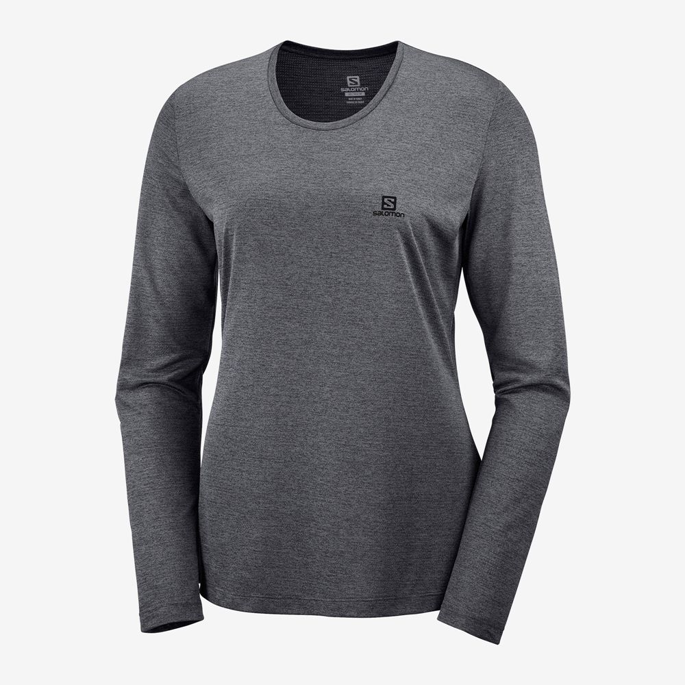 Women's Salomon AGILE Long Sleeve T Shirts Black | CIKGAF-394