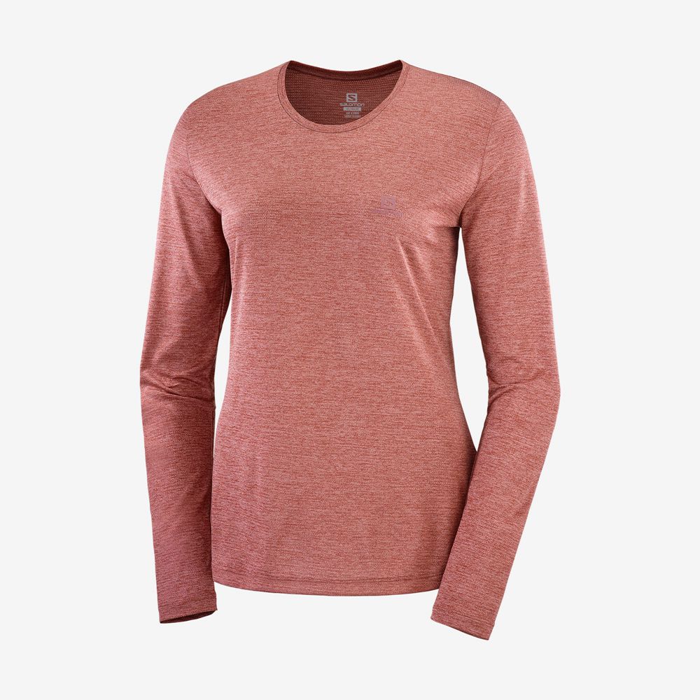 Women's Salomon AGILE Long Sleeve T Shirts Coral | HCMQJO-209