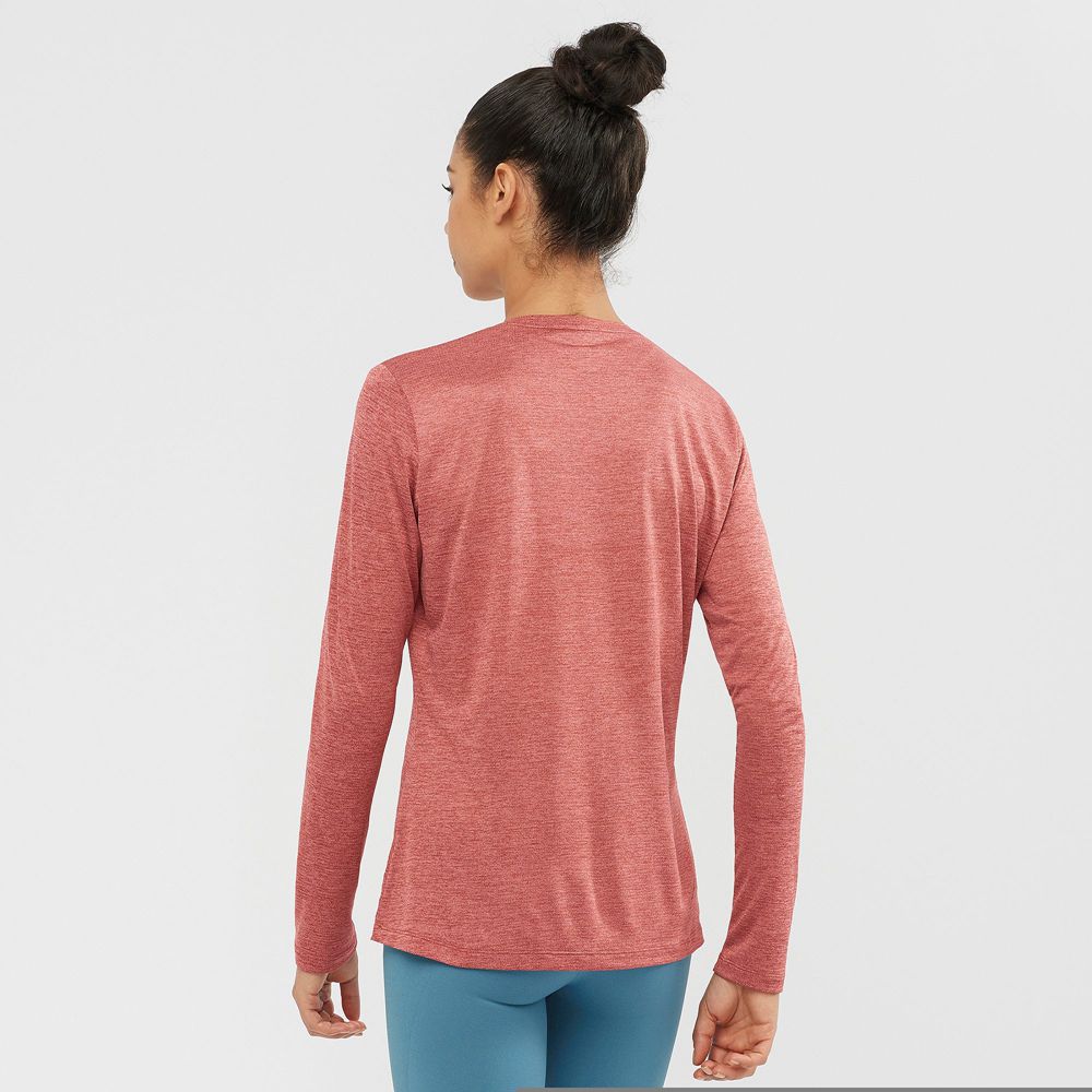 Women's Salomon AGILE Long Sleeve T Shirts Coral | HCMQJO-209