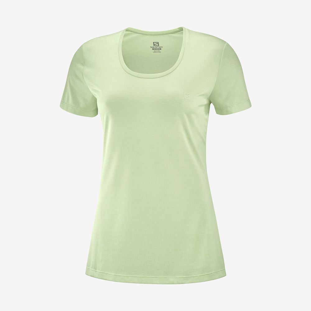 Women's Salomon AGILE Road Running Short Sleeve T Shirts Green | DBHMAY-501