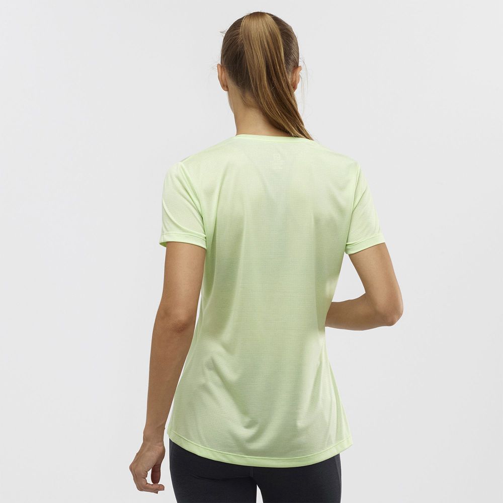Women's Salomon AGILE Road Running Short Sleeve T Shirts Green | DBHMAY-501