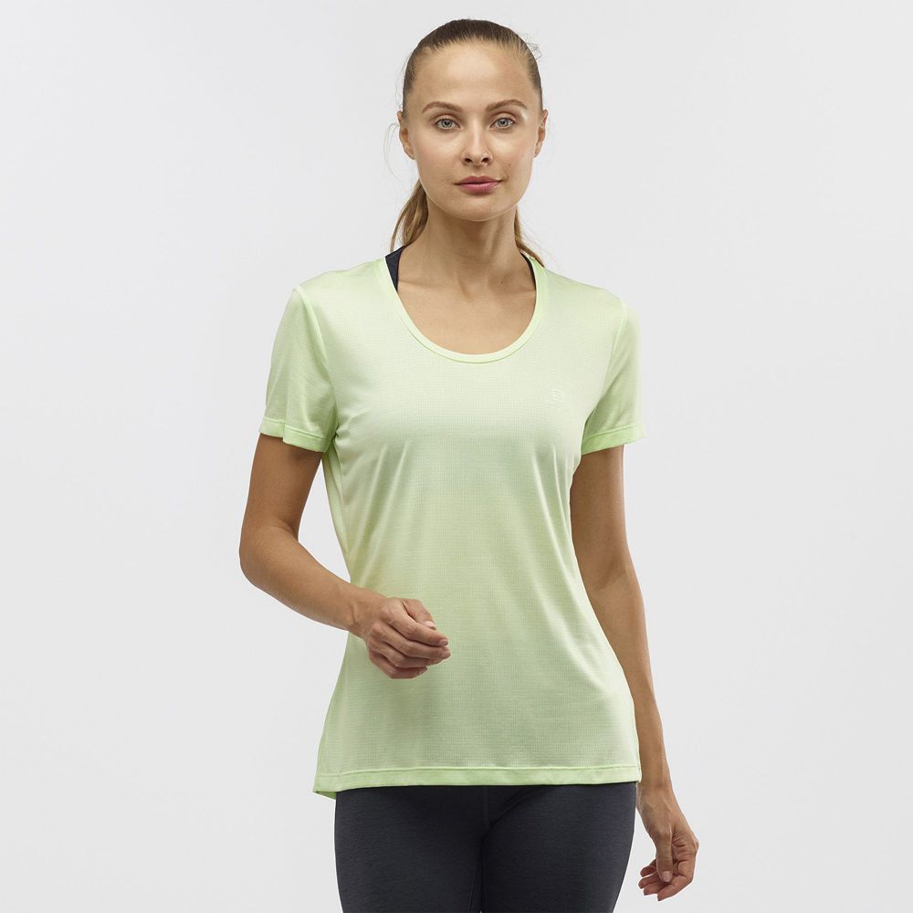 Women\'s Salomon AGILE Road Running Short Sleeve T Shirts Green | DBHMAY-501