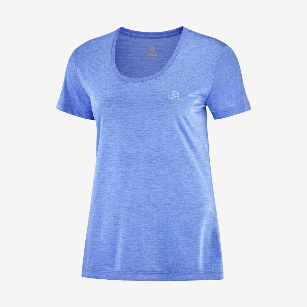 Women's Salomon AGILE Road Running Short Sleeve T Shirts Blue | JCAYKV-294