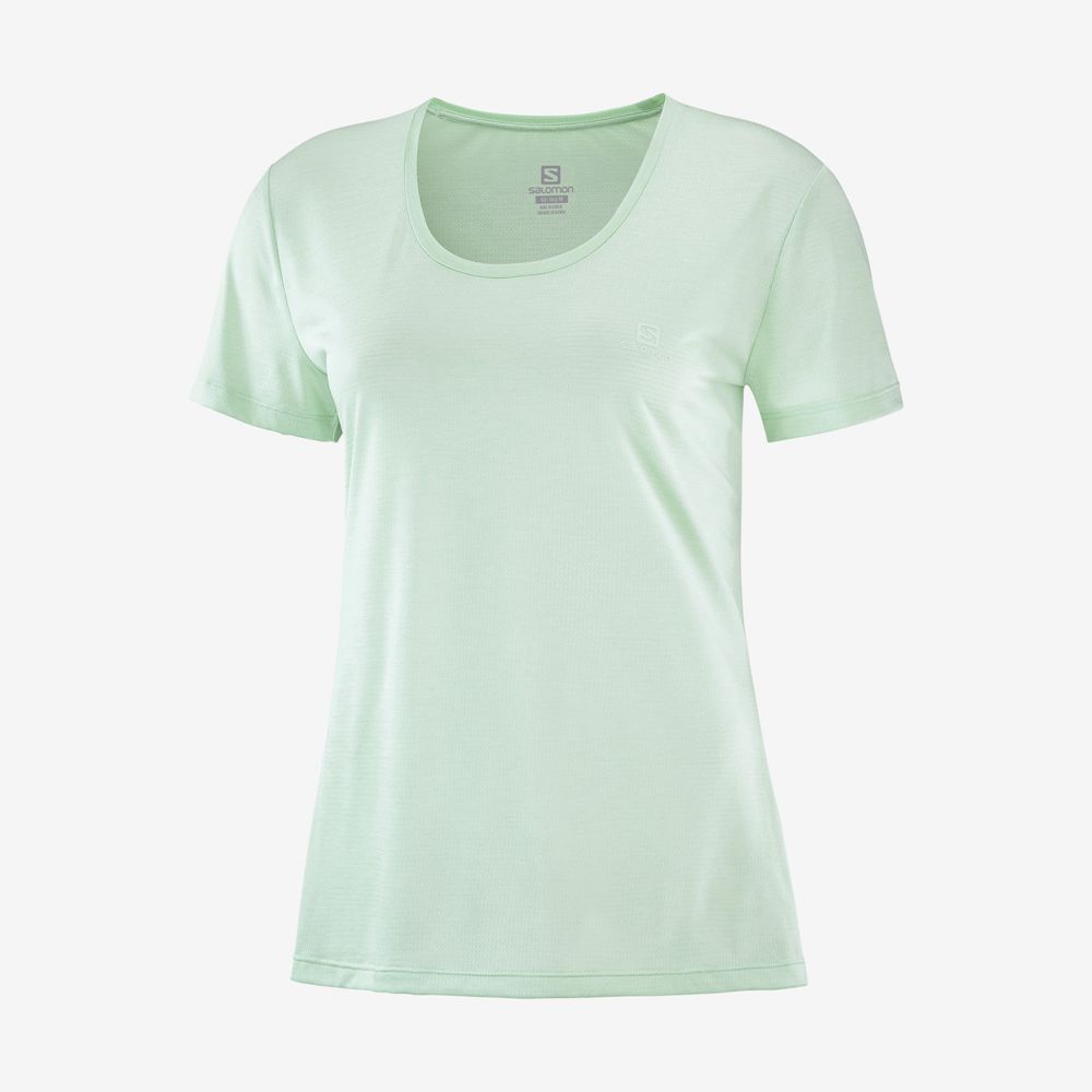 Women's Salomon AGILE Road Running Short Sleeve T Shirts Light Blue | PWRVXF-318