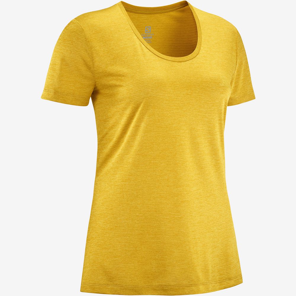 Women's Salomon AGILE Road Running Short Sleeve T Shirts Yellow | WKOZTI-802