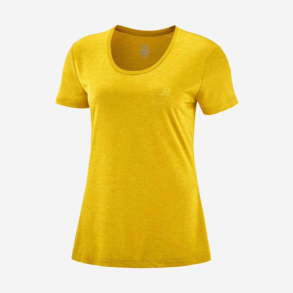 Women's Salomon AGILE Road Running Short Sleeve T Shirts Yellow | WKOZTI-802