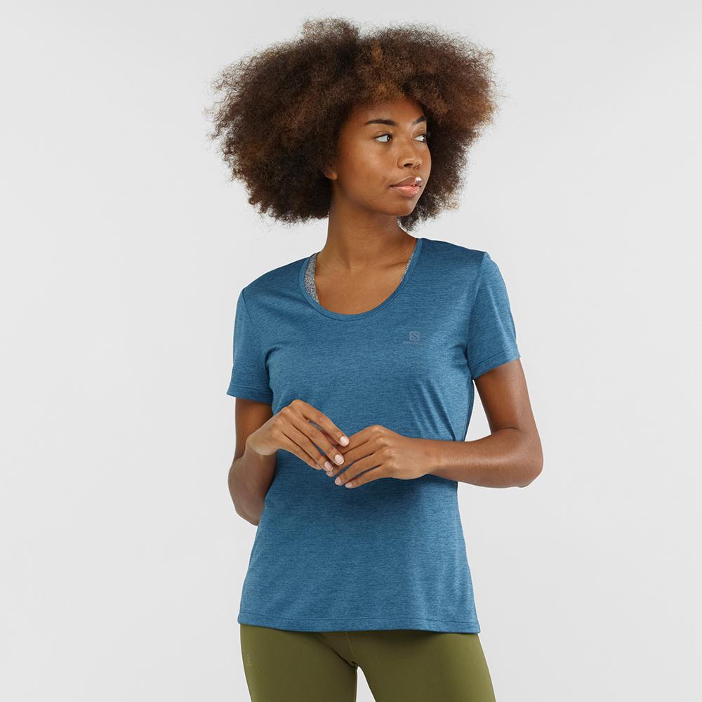 Women's Salomon AGILE SS W T Shirts Blue | RFEXAU-038