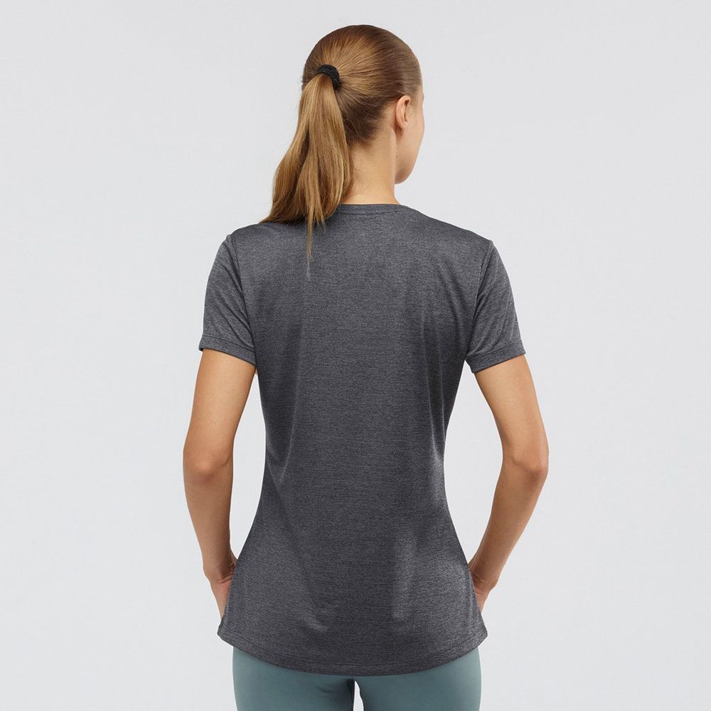 Women's Salomon AGILE T Shirts Black | ZTWMIC-291