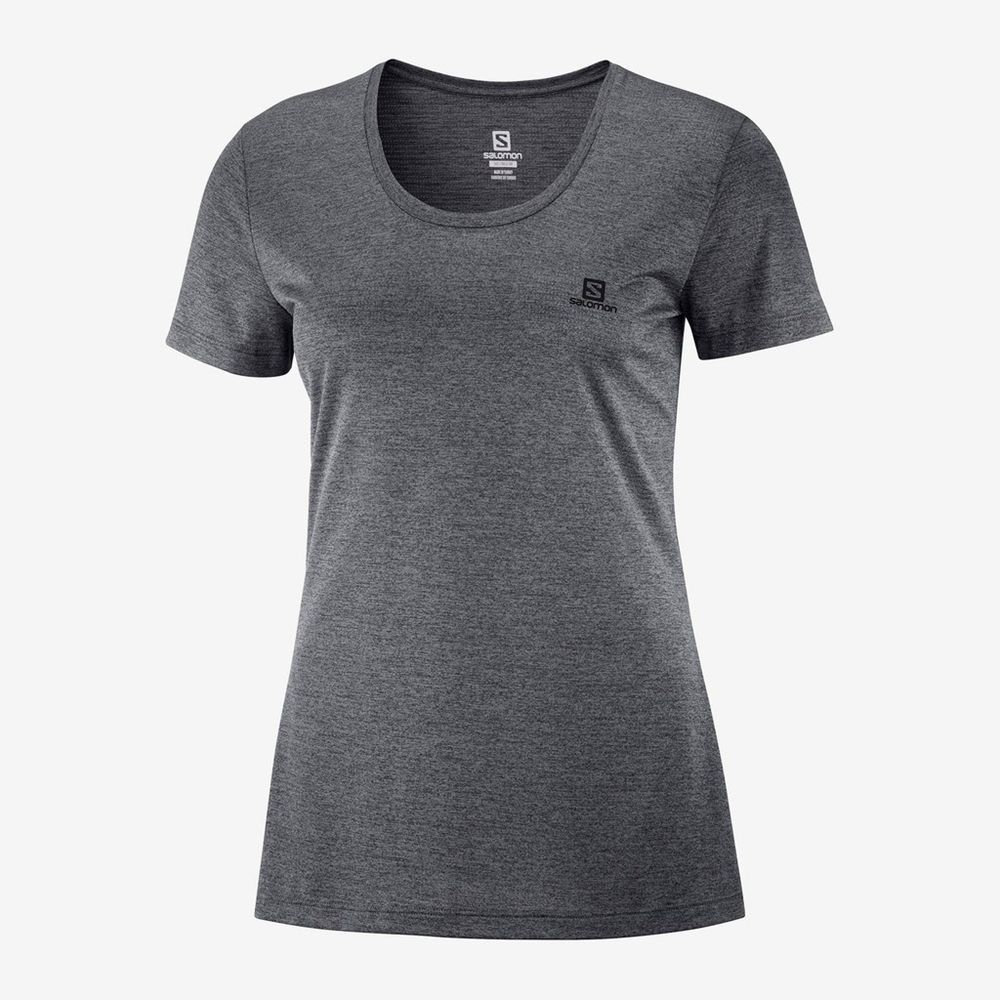 Women's Salomon AGILE T Shirts Black | ZTWMIC-291