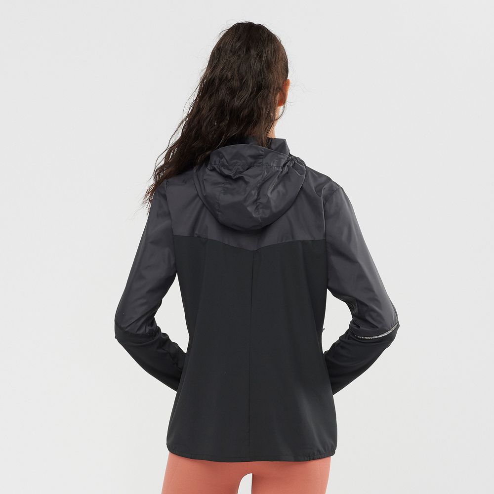 Women's Salomon AGILE WIND Jackets Black | LGOZJS-391