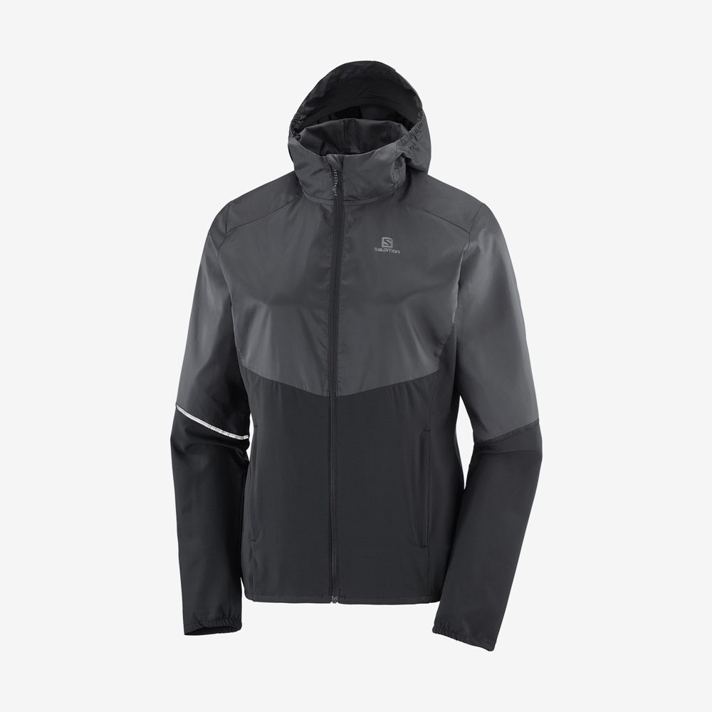 Women's Salomon AGILE WIND Jackets Black | LGOZJS-391