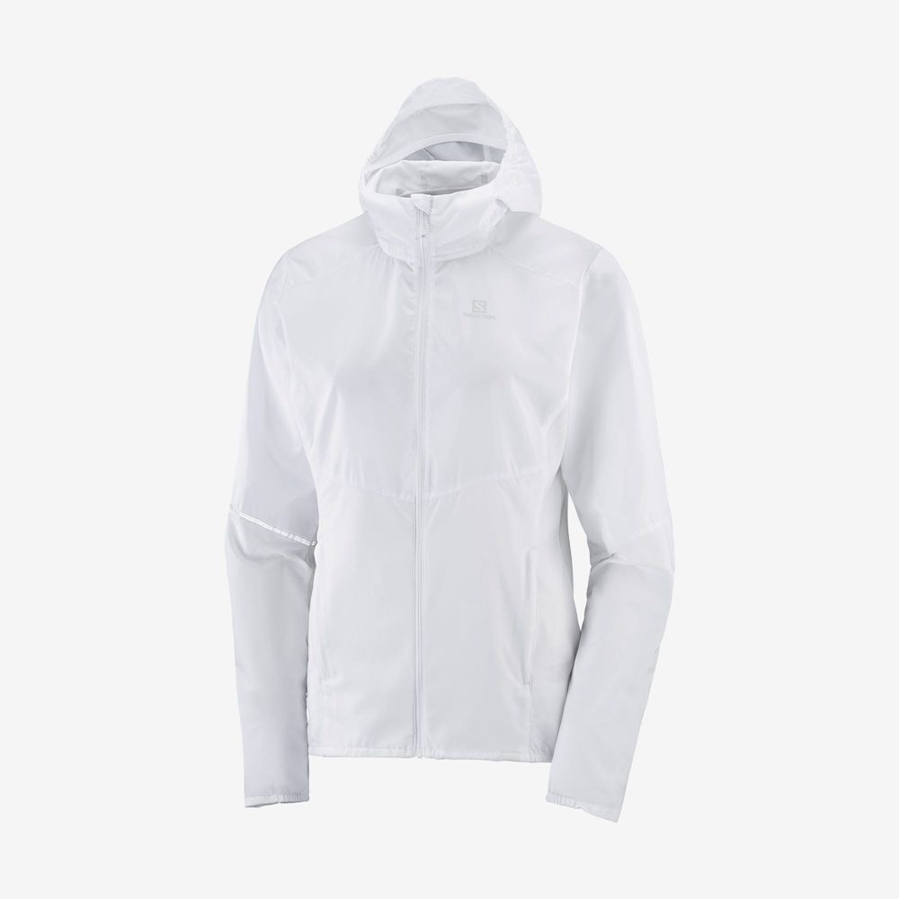 Women's Salomon AGILE WIND Jackets White | XCEOFS-249