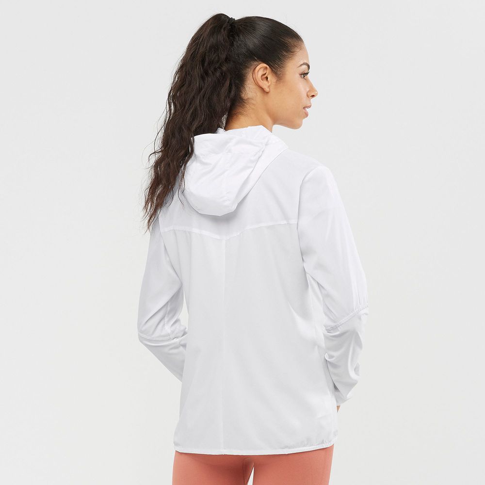 Women's Salomon AGILE WIND Jackets White | XCEOFS-249