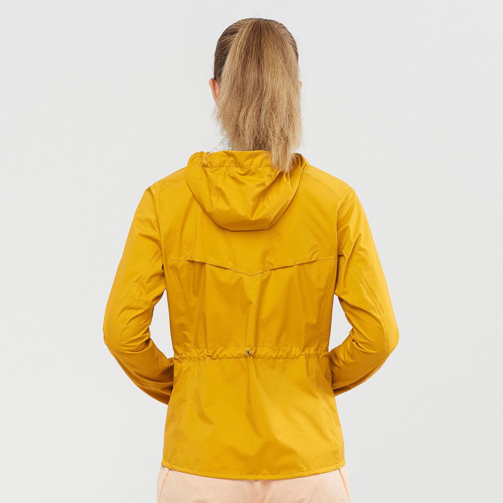 Women's Salomon BONATTI WATERPROOF Jackets Yellow | 5862ZOLFK