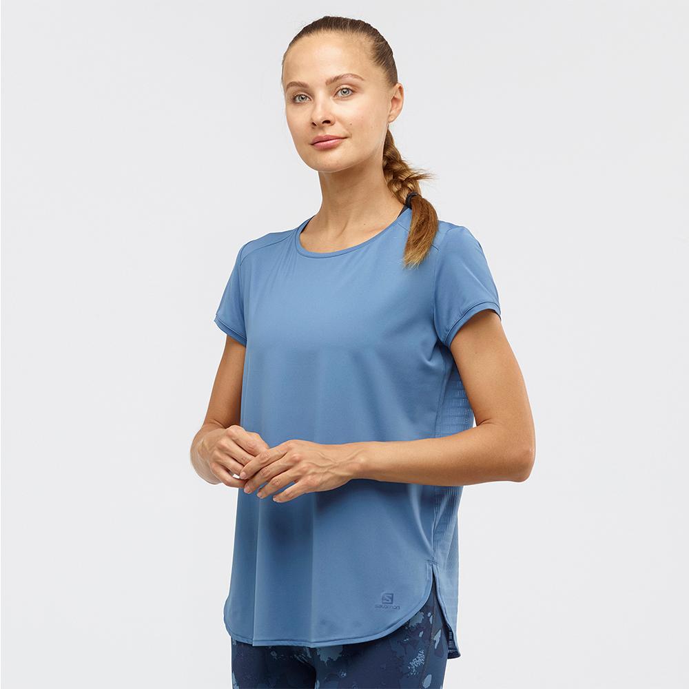 Women's Salomon COMET BREEZE W T Shirts Blue | KVSPXO-108