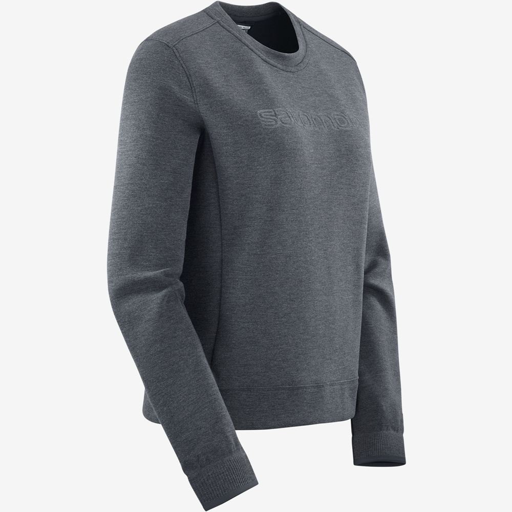 Women's Salomon COMET CREW NECK PULL W Midlayers Dark Grey | BZKEYF-849