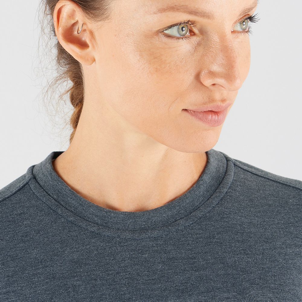 Women's Salomon COMET CREW NECK PULL W Midlayers Dark Grey | BZKEYF-849