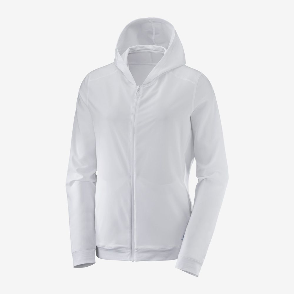 Women's Salomon COMET LIGHT HOODIE W Midlayers White | EXWCAJ-507