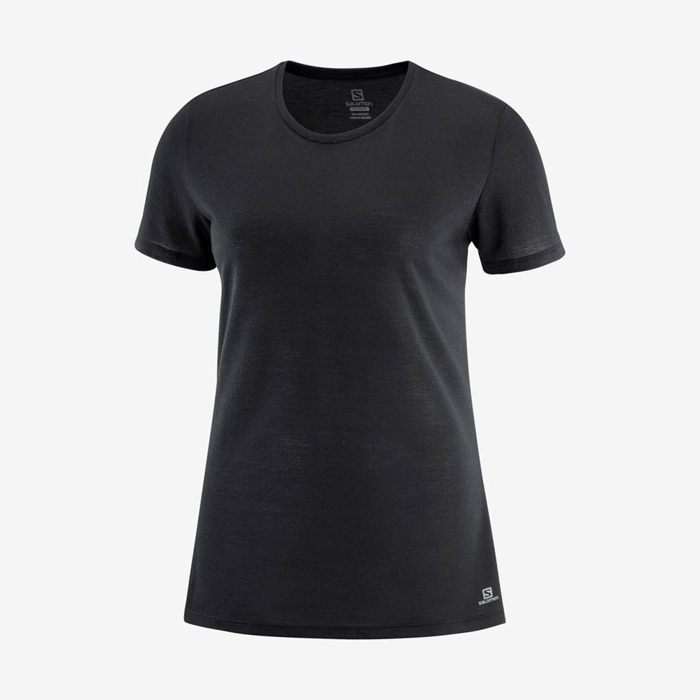 Women's Salomon COMET SLEEVE T Shirts Black | UPOTRF-541