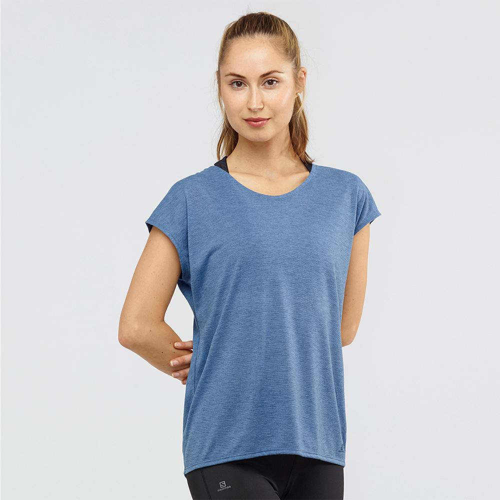 Women's Salomon COMET SS W T Shirts Blue | MDZLUE-743
