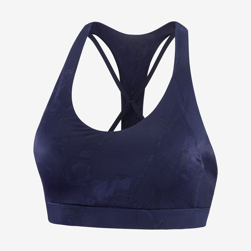 Women's Salomon COMET W Sport Bra Navy | KYVEPI-016