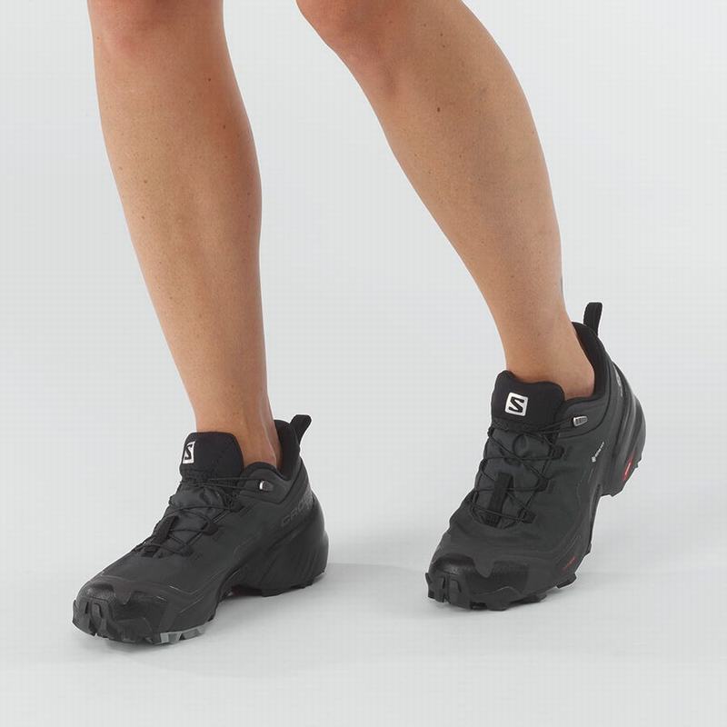 Women's Salomon CROSS HIKE GORE-TEX Hiking Shoes Dark Grey / Black | DPMXZQ-715