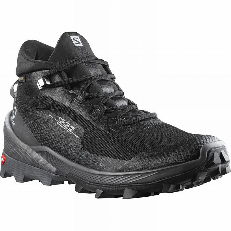 Women's Salomon CROSS OVER CHUKKA GORE-TEX Hiking Shoes Black | VRQKFD-289