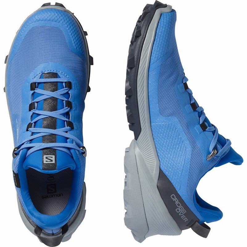 Women's Salomon CROSS OVER GORE-TEX Hiking Shoes Blue | LIBUNK-317
