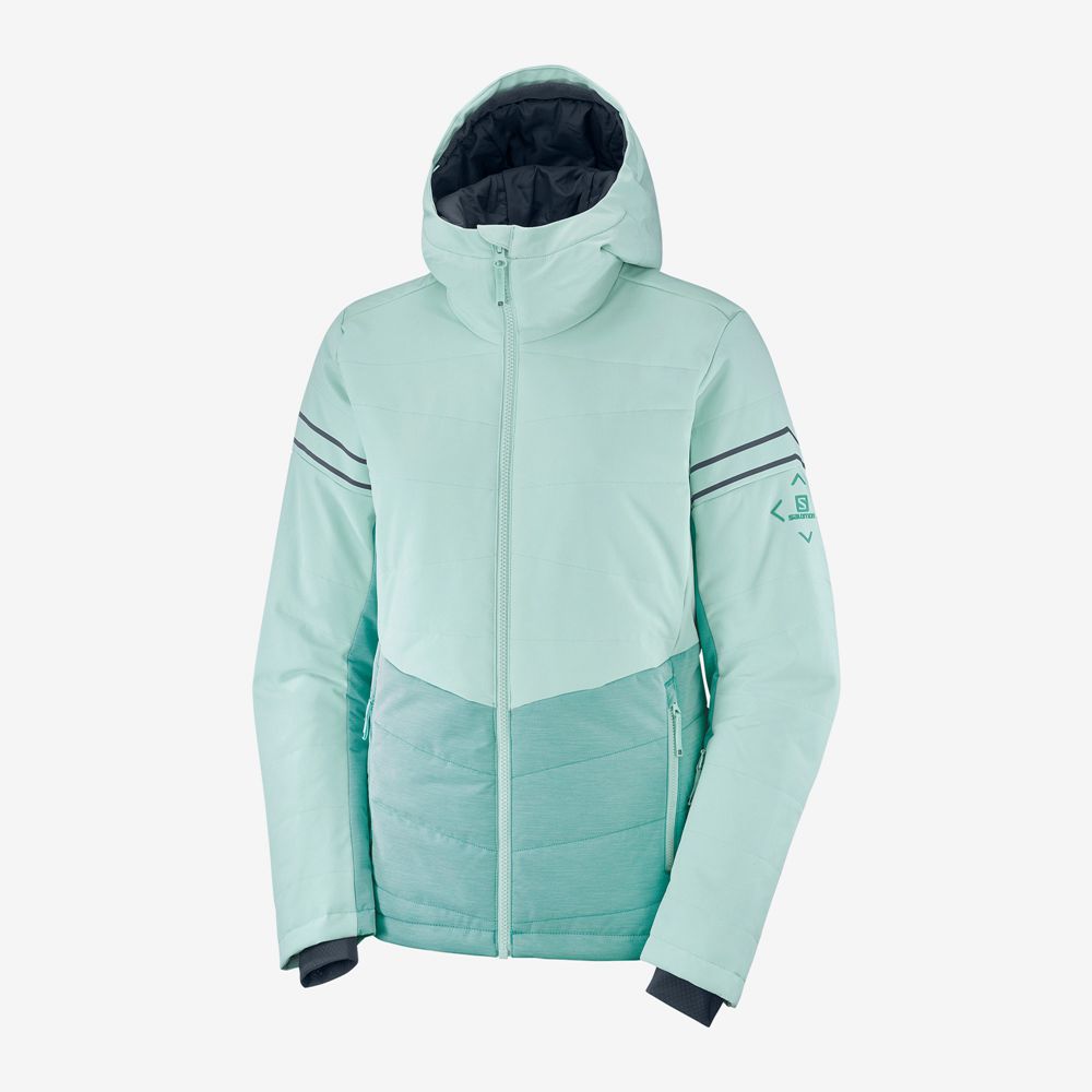 Women's Salomon EDGE Woinsulated Hoodie Ski Jackets Mint | VZNPYH-915