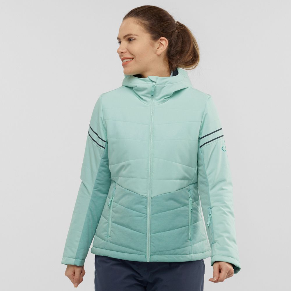 Women\'s Salomon EDGE Woinsulated Hoodie Ski Jackets Mint | VZNPYH-915
