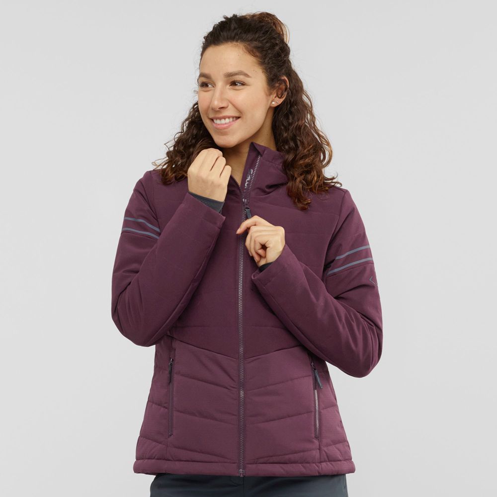 Women\'s Salomon EDGE Woinsulated Jacket Hoodie Ski Jackets Burgundy | WSCUXY-190