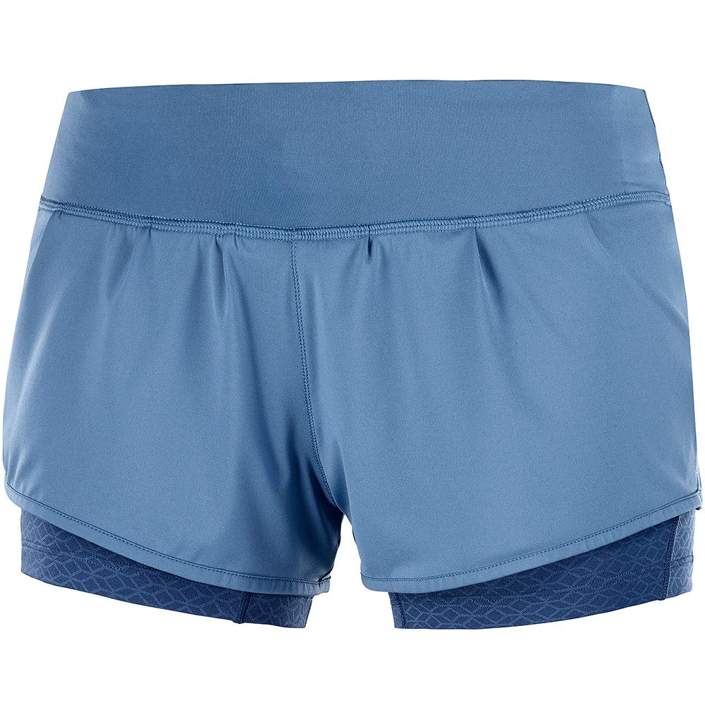 Women\'s Salomon ELEVATE AERO W Shorts Blue | GRZWBQ-251