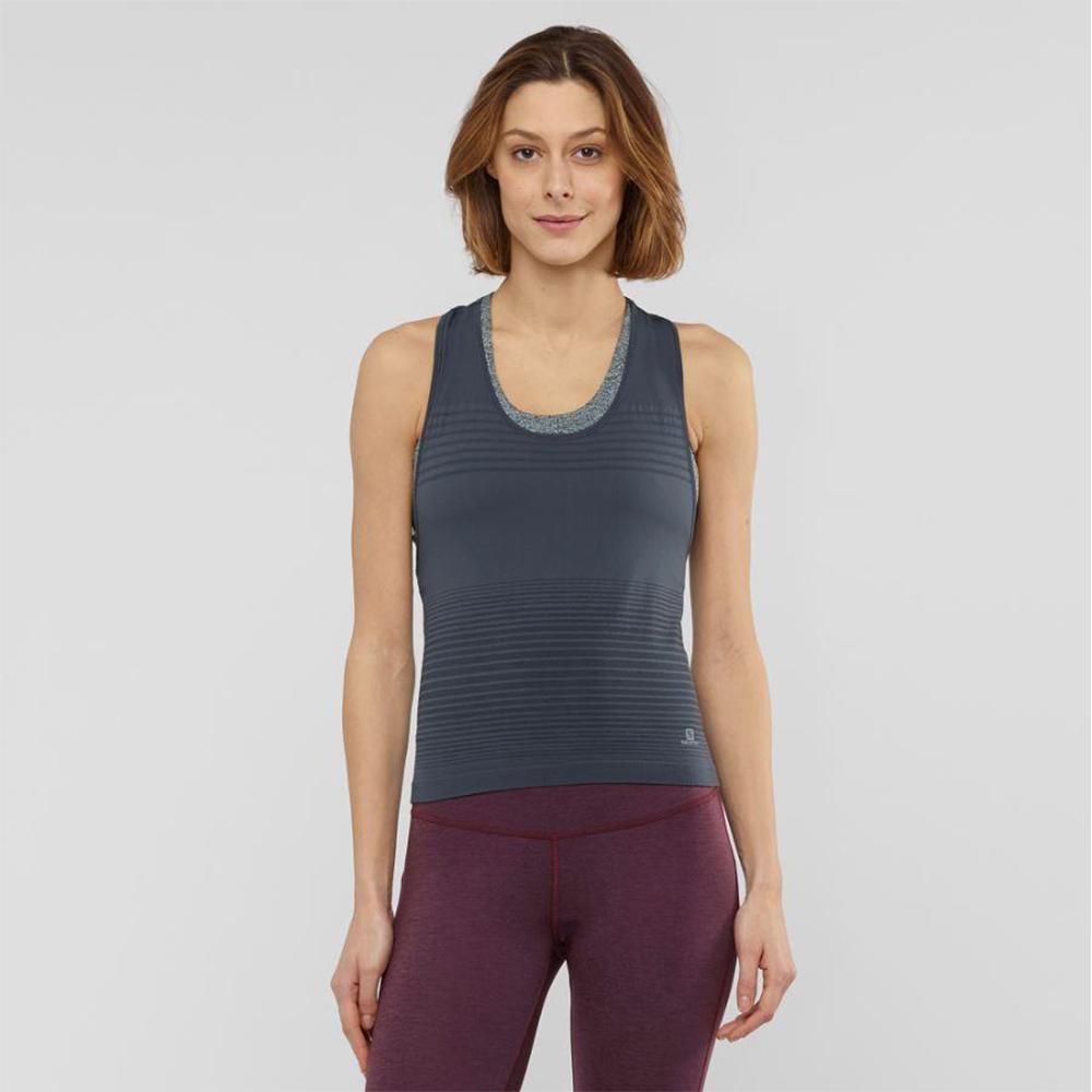 Women's Salomon ELEVATE MOVE'ON TOP W Tank Black | HPIQNB-160