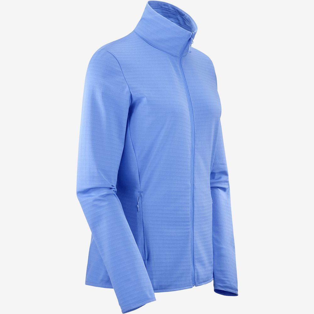 Women's Salomon ESSENTIAL LIGHTWARM Full Zip Midlayer Jacket Midlayers Blue | FRJSTL-284