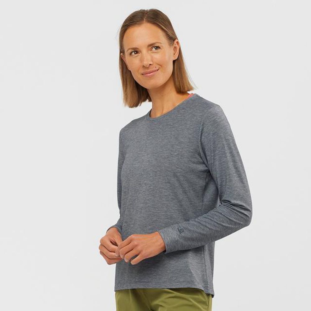 Women's Salomon ESSENTIAL LONG SLEEVE Midlayers Black | MOLPUF-516