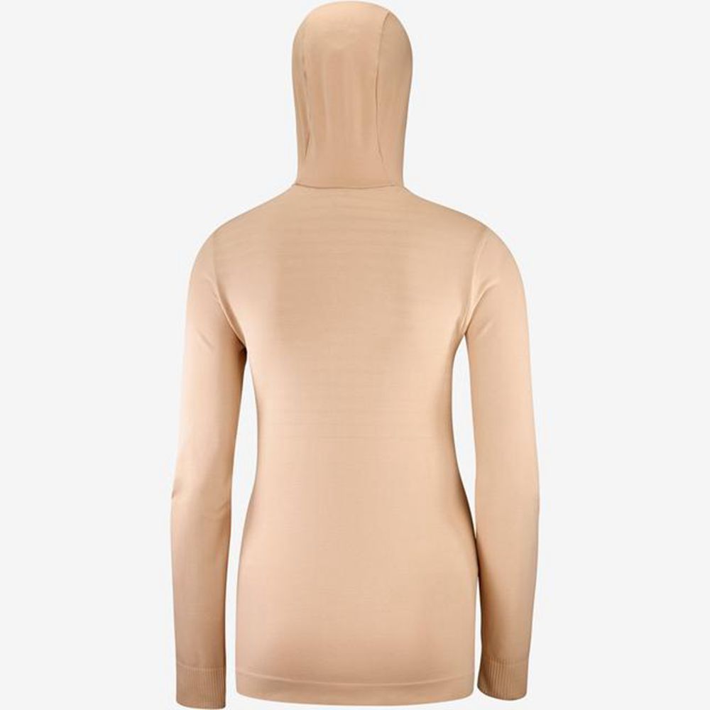 Women's Salomon ESSENTIAL SEAMLESS HOODIE Midlayers Beige | IRYXPT-426